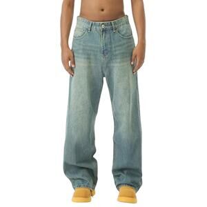 NWT ~ Men's Wide Leg Denim Blue Jeans Y2K Loose Fit 90s Streetwear Pants ~ 2X
